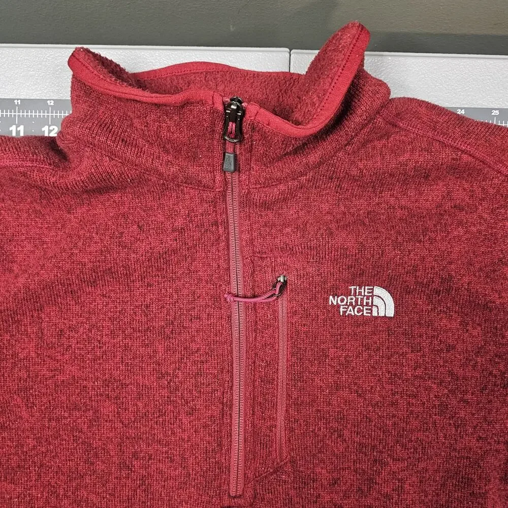 The North Face Jacket Large Red Gordon Lyons 1/4 Zip Fleece Outdoors Preppy